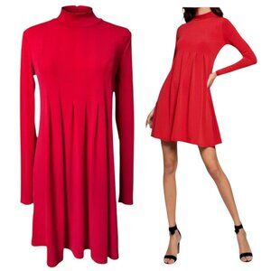 BCBGeneration Mock Neck A-Line Swing Mini Dress Red XS